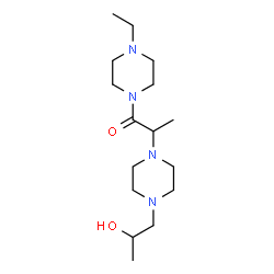 ChemSpider 2D Image | 1-(4-Ethyl-1-piperazinyl)-2-[4-(2-hydroxypropyl)-1-piperazinyl]-1-propanone | C16H32N4O2
