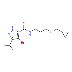 ChemSpider 2D Image | 4-Bromo-N-[3-(cyclopropylmethoxy)propyl]-3-isopropyl-1H-pyrazole-5-carboxamide | C14H22BrN3O2