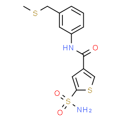 ChemSpider 2D Image | N-{3-[(Methylsulfanyl)methyl]phenyl}-5-sulfamoyl-3-thiophenecarboxamide | C13H14N2O3S3