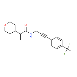 ChemSpider 2D Image | 2-(Tetrahydro-2H-pyran-4-yl)-N-{3-[4-(trifluoromethyl)phenyl]-2-propyn-1-yl}propanamide | C18H20F3NO2