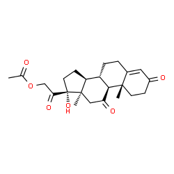ChemSpider 2D Image | (13alpha)-17-Hydroxy-3,11,20-trioxopregn-4-en-21-yl acetate | C23H30O6