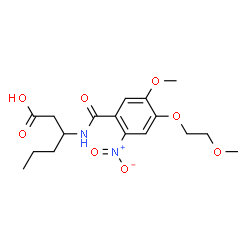 ChemSpider 2D Image | 3-{[5-Methoxy-4-(2-methoxyethoxy)-2-nitrobenzoyl]amino}hexanoic acid | C17H24N2O8