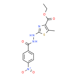 ChemSpider 2D Image | Ethyl 5-methyl-2-[2-(4-nitrobenzoyl)hydrazinyl]-4-thiazolecarboxylate | C14H14N4O5S