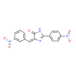 ChemSpider 2D Image | (5E)-5-(3-Nitrobenzylidene)-2-(4-nitrophenyl)-1,5-dihydro-4H-imidazol-4-one | C16H10N4O5