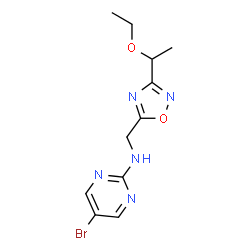ChemSpider 2D Image | 5-Bromo-N-{[3-(1-ethoxyethyl)-1,2,4-oxadiazol-5-yl]methyl}-2-pyrimidinamine | C11H14BrN5O2