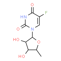 ChemSpider 2D Image | 1-(5-Deoxypentofuranosyl)-5-fluoro-2,4(1H,3H)-pyrimidinedione | C9H11FN2O5
