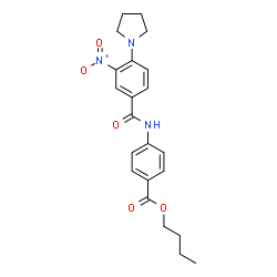 ChemSpider 2D Image | Butyl 4-{[3-nitro-4-(1-pyrrolidinyl)benzoyl]amino}benzoate | C22H25N3O5