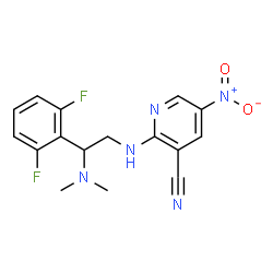 ChemSpider 2D Image | 2-{[2-(2,6-Difluorophenyl)-2-(dimethylamino)ethyl]amino}-5-nitronicotinonitrile | C16H15F2N5O2