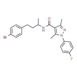 ChemSpider 2D Image | N-[4-(4-Bromophenyl)-2-butanyl]-1-(4-fluorophenyl)-3,5-dimethyl-1H-pyrazole-4-carboxamide | C22H23BrFN3O