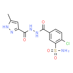 ChemSpider 2D Image | 2-Chloro-5-({2-[(5-methyl-1H-pyrazol-3-yl)carbonyl]hydrazino}carbonyl)benzenesulfonamide | C12H12ClN5O4S