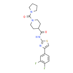 ChemSpider 2D Image | N-[4-(3,4-Difluorophenyl)-1,3-thiazol-2-yl]-1-(1-pyrrolidinylcarbonyl)-4-piperidinecarboxamide | C20H22F2N4O2S