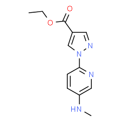 ChemSpider 2D Image | Ethyl 1-[5-(methylamino)-2-pyridinyl]-1H-pyrazole-4-carboxylate | C12H14N4O2