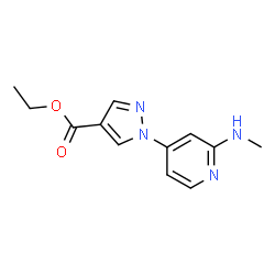 ChemSpider 2D Image | Ethyl 1-[2-(methylamino)-4-pyridinyl]-1H-pyrazole-4-carboxylate | C12H14N4O2