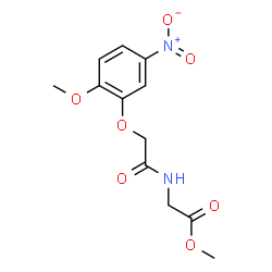 ChemSpider 2D Image | Methyl N-[(2-methoxy-5-nitrophenoxy)acetyl]glycinate | C12H14N2O7