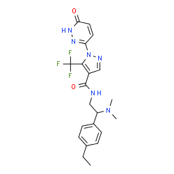 ChemSpider 2D Image | N-[2-(Dimethylamino)-2-(4-ethylphenyl)ethyl]-1-(6-oxo-1,6-dihydro-3-pyridazinyl)-5-(trifluoromethyl)-1H-pyrazole-4-carboxamide | C21H23F3N6O2