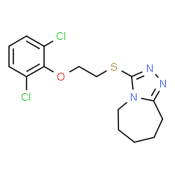 ChemSpider 2D Image | 3-{[2-(2,6-Dichlorophenoxy)ethyl]sulfanyl}-6,7,8,9-tetrahydro-5H-[1,2,4]triazolo[4,3-a]azepine | C15H17Cl2N3OS