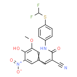ChemSpider 2D Image | (2Z)-2-Cyano-N-{4-[(difluoromethyl)sulfanyl]phenyl}-3-(4-hydroxy-3-methoxy-5-nitrophenyl)acrylamide | C18H13F2N3O5S