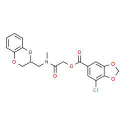 ChemSpider 2D Image | 2-[(2,3-Dihydro-1,4-benzodioxin-2-ylmethyl)(methyl)amino]-2-oxoethyl 7-chloro-1,3-benzodioxole-5-carboxylate | C20H18ClNO7