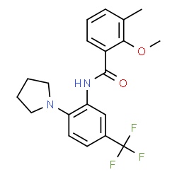 ChemSpider 2D Image | 2-Methoxy-3-methyl-N-[2-(1-pyrrolidinyl)-5-(trifluoromethyl)phenyl]benzamide | C20H21F3N2O2