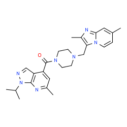 ChemSpider 2D Image | {4-[(2,7-Dimethylimidazo[1,2-a]pyridin-3-yl)methyl]-1-piperazinyl}(1-isopropyl-6-methyl-1H-pyrazolo[3,4-b]pyridin-4-yl)methanone | C25H31N7O