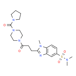 ChemSpider 2D Image | N,N,1-Trimethyl-2-{3-oxo-3-[4-(1-pyrrolidinylcarbonyl)-1-piperazinyl]propyl}-1H-benzimidazole-5-sulfonamide | C22H32N6O4S