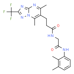 ChemSpider 2D Image | N-{2-[(2,3-Dimethylphenyl)amino]-2-oxoethyl}-3-[5,7-dimethyl-2-(trifluoromethyl)[1,2,4]triazolo[1,5-a]pyrimidin-6-yl]propanamide | C21H23F3N6O2