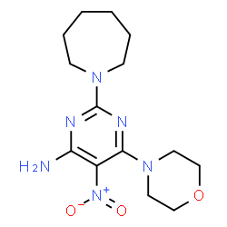 ChemSpider 2D Image | 2-(1-Azepanyl)-6-(4-morpholinyl)-5-nitro-4-pyrimidinamine | C14H22N6O3