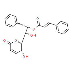 ChemSpider 2D Image | (1S,2S)-2-Hydroxy-2-[(2S,3R)-3-hydroxy-6-oxo-3,6-dihydro-2H-pyran-2-yl]-1-phenylethyl (2E)-3-phenylacrylate | C22H20O6
