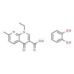 ChemSpider 2D Image | 1-Ethyl-7-methyl-4-oxo-1,4-dihydro-1,8-naphthyridine-3-carboxylic acid - 1,2-benzenediol (1:1) | C18H18N2O5