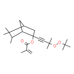 ChemSpider 2D Image | 5,5,6-Trimethyl-2-{3-methyl-3-[(2-methyl-2-propanyl)peroxy]-1-butyn-1-yl}bicyclo[2.2.1]hept-2-yl methacrylate | C23H36O4