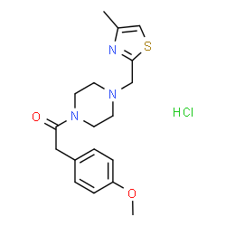 ChemSpider 2D Image | 2-(4-Methoxyphenyl)-1-{4-[(4-methyl-1,3-thiazol-2-yl)methyl]-1-piperazinyl}ethanone hydrochloride (1:1) | C18H24ClN3O2S