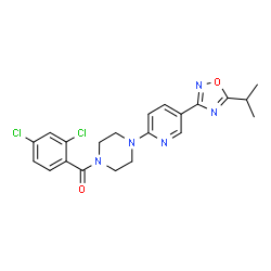 ChemSpider 2D Image | (2,4-Dichlorophenyl){4-[5-(5-isopropyl-1,2,4-oxadiazol-3-yl)-2-pyridinyl]-1-piperazinyl}methanone | C21H21Cl2N5O2