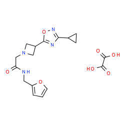 ChemSpider 2D Image | 2-[3-(3-Cyclopropyl-1,2,4-oxadiazol-5-yl)-1-azetidinyl]-N-(2-furylmethyl)acetamide ethanedioate (1:1) | C17H20N4O7
