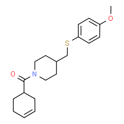 ChemSpider 2D Image | 3-Cyclohexen-1-yl(4-{[(4-methoxyphenyl)sulfanyl]methyl}-1-piperidinyl)methanone | C20H27NO2S