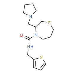 ChemSpider 2D Image | 3-(1-Pyrrolidinylmethyl)-N-(2-thienylmethyl)-1,4-thiazepane-4-carboxamide | C16H25N3OS2