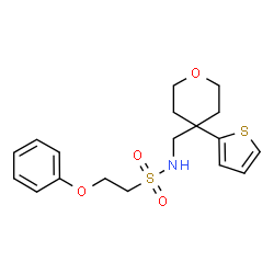 ChemSpider 2D Image | 2-Phenoxy-N-{[4-(2-thienyl)tetrahydro-2H-pyran-4-yl]methyl}ethanesulfonamide | C18H23NO4S2