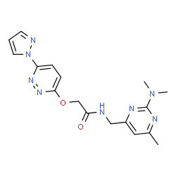 ChemSpider 2D Image | N-{[2-(Dimethylamino)-6-methyl-4-pyrimidinyl]methyl}-2-{[6-(1H-pyrazol-1-yl)-3-pyridazinyl]oxy}acetamide | C17H20N8O2