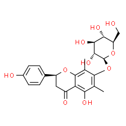 ChemSpider 2D Image | (2S)-5-Hydroxy-2-(4-hydroxyphenyl)-6,8-dimethyl-4-oxo-3,4-dihydro-2H-chromen-7-yl beta-D-glucopyranoside | C23H26O10