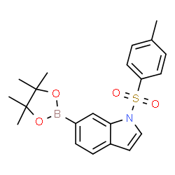 ChemSpider 2D Image | 1-[(4-Methylbenzene)sulfonyl]-6-(tetramethyl-1,3,2-dioxaborolan-2-yl)-1H-indole | C21H24BNO4S