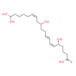 ChemSpider 2D Image | (5R,6Z,8E,12R,14Z)-5,12,20,20-Tetrahydroxy-6,8,14-icosatrienoic acid | C20H34O6