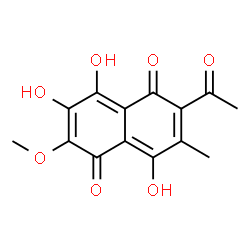 ChemSpider 2D Image | 2-Acetyl-4,7,8-trihydroxy-6-methoxy-3-methyl-1,5-naphthalenedione | C14H12O7
