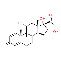 ChemSpider 2D Image | (9xi)-9-Fluoro-11,17,21-trihydroxypregna-1,4-diene-3,20-dione | C21H27FO5