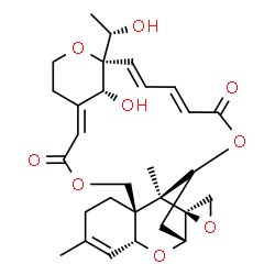 ChemSpider 2D Image | (1'E,2S,6'R,11'R,13'R,15'S,16'R,19'E,21'E,23'S,27'R)-27'-Hydroxy-23'-[(1S)-1-hydroxyethyl]-9',15'-dimethyl-3'H,18'H-spiro[oxirane-2,14'-[4,12,17,24]tetraoxapentacyclo[21.3.1.1~13,16~.0~6,11~.0~6,15~]o
ctacosa[1,9,19,21]tetraene]-3',18'-dione | C29H36O9