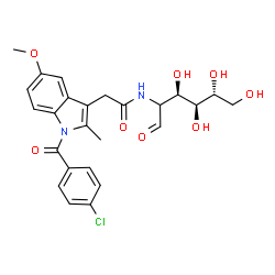 ChemSpider 2D Image | (2xi)-2-({[1-(4-Chlorobenzoyl)-5-methoxy-2-methyl-1H-indol-3-yl]acetyl}amino)-2-deoxy-D-arabino-hexose | C25H27ClN2O8