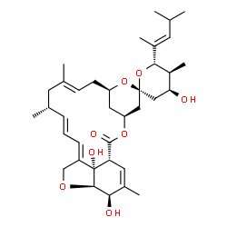 ChemSpider 2D Image | (1'R,4S,4'S,5S,6S,8'R,10'E,13'R,14'E,16'E,20'R,21'R,24'S)-4,21',24'-Trihydroxy-5,11',13',22'-tetramethyl-6-[(2E)-4-methyl-2-penten-2-yl]-3,4,5,6-tetrahydro-2'H-spiro[pyran-2,6'-[3,7,19]trioxatetracycl
o[15.6.1.1~4,8~.0~20,24~]pentacosa[10,14,16,22]tetraen]-2'-one | C36H52O8