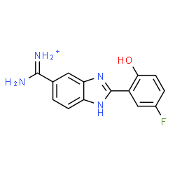 ChemSpider 2D Image | Amino[2-(5-fluoro-2-hydroxyphenyl)-1H-benzimidazol-6-yl]methaniminium | C14H12FN4O