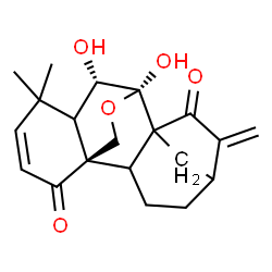 ChemSpider 2D Image | (5xi,6beta,7alpha,9xi,10alpha)-6,7-Dihydroxy-7,20-epoxykaura-2,16-diene-1,15-dione | C20H24O5