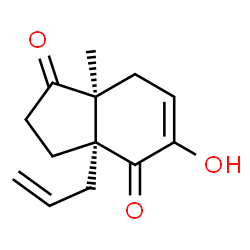 ChemSpider 2D Image | (3aR,7aS)-3a-Allyl-5-hydroxy-7a-methyl-3,3a,7,7a-tetrahydro-1H-indene-1,4(2H)-dione | C13H16O3