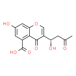 ChemSpider 2D Image | 7-Hydroxy-3-[(1S)-1-hydroxy-3-oxobutyl]-4-oxo-4H-chromene-5-carboxylic acid | C14H12O7