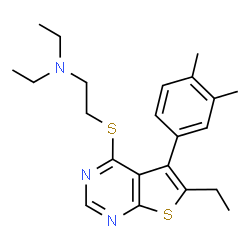 ChemSpider 2D Image | 2-{[5-(3,4-Dimethylphenyl)-6-ethylthieno[2,3-d]pyrimidin-4-yl]sulfanyl}-N,N-diethylethanamine | C22H29N3S2